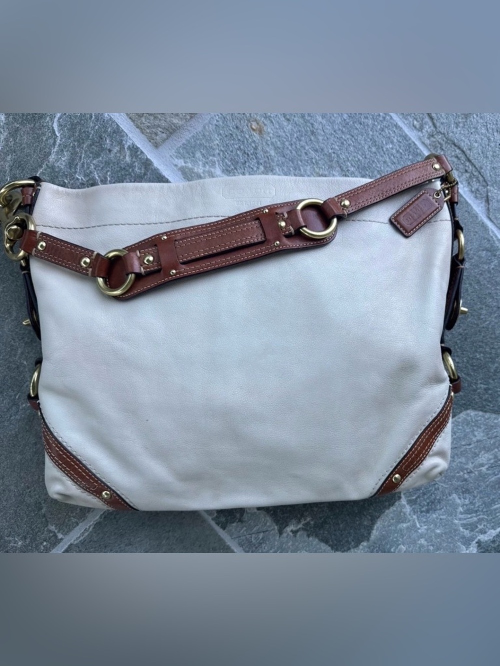 Coach Vintage Hobo Carly Bag with Brass Details Creamy White L0773-11636 - Picture 15 of 16
